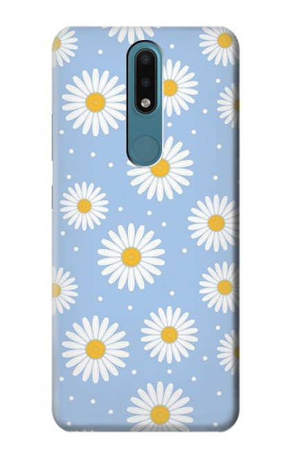 W3681 Motif de fleurs de marguerite Etui Coque Housse et Flip Housse Cuir pour Nokia 2.4