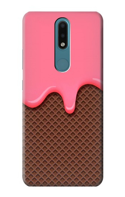 W3754 Cornet de crème glacée à la fraise Etui Coque Housse et Flip Housse Cuir pour Nokia 2.4