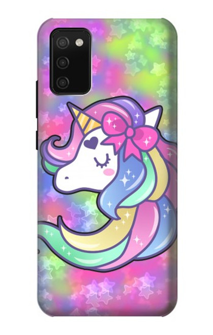 W3264 Pastel Licorne Etui Coque Housse et Flip Housse Cuir pour Samsung Galaxy A02s, Galaxy M02s