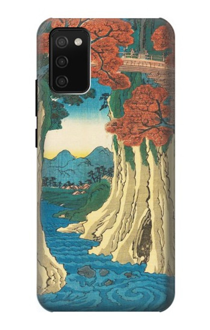 W3348 Utagawa Hiroshige Le singe Pont Etui Coque Housse et Flip Housse Cuir pour Samsung Galaxy A02s, Galaxy M02s