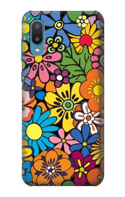 W3281 Motif coloré Hippie Fleurs Etui Coque Housse et Flip Housse Cuir pour Samsung Galaxy A04, Galaxy A02, M02