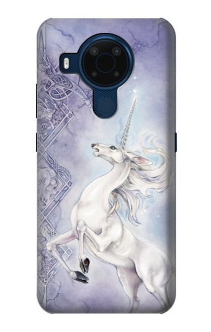 W1134 Cheval Blanc Licorne Etui Coque Housse et Flip Housse Cuir pour Nokia 5.4