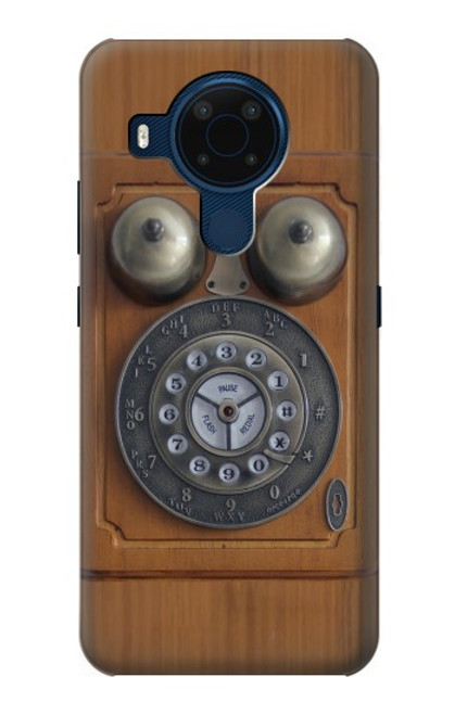 W3146 Mur Antique Retro Ligne téléphonique Etui Coque Housse et Flip Housse Cuir pour Nokia 5.4