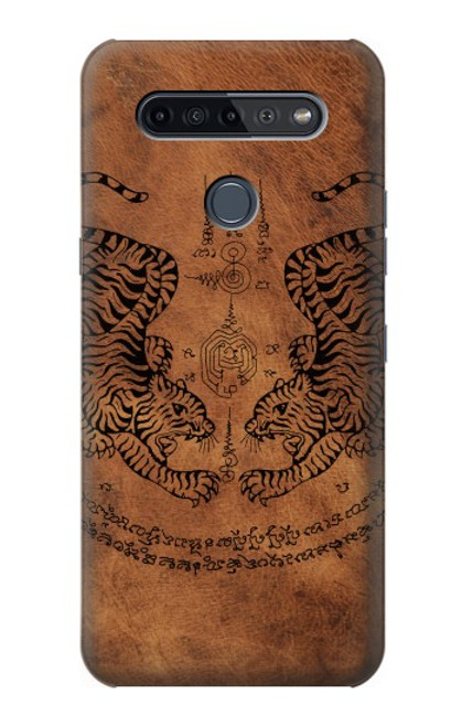 W3209 Sak Yant jumeau Tigre Etui Coque Housse et Flip Housse Cuir pour LG K51S