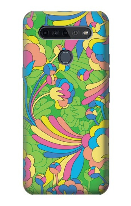 W3273 Fleur Ligne Motif Art Etui Coque Housse et Flip Housse Cuir pour LG K51S