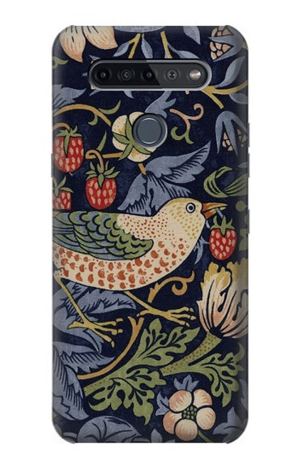 W3791 William Morris Strawberry Thief Fabric Etui Coque Housse et Flip Housse Cuir pour LG K51S