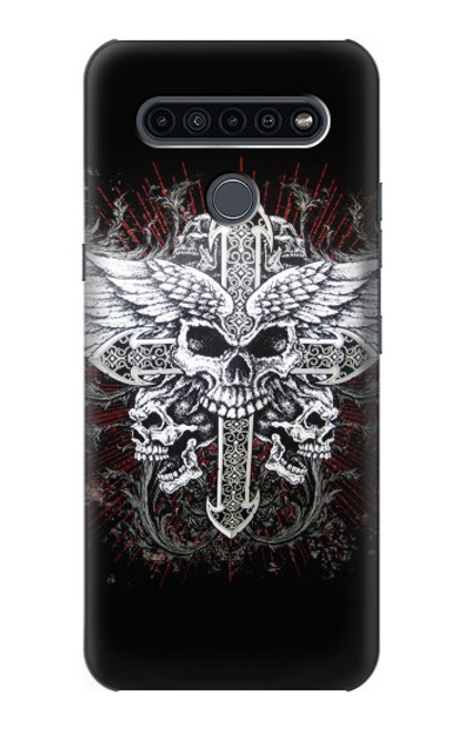 W1434 Crâne Tatouage Motard Aile Etui Coque Housse et Flip Housse Cuir pour LG K41S