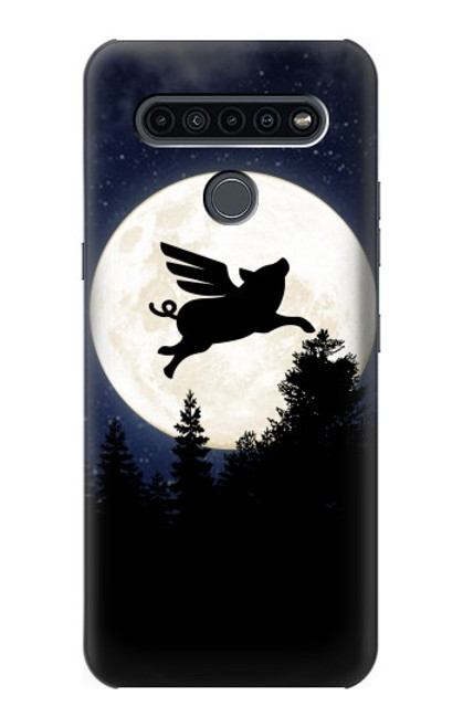 W3289 Cochon Volant Pleine Lune Nuit Etui Coque Housse et Flip Housse Cuir pour LG K41S