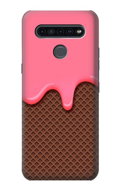 W3754 Cornet de crème glacée à la fraise Etui Coque Housse et Flip Housse Cuir pour LG K41S