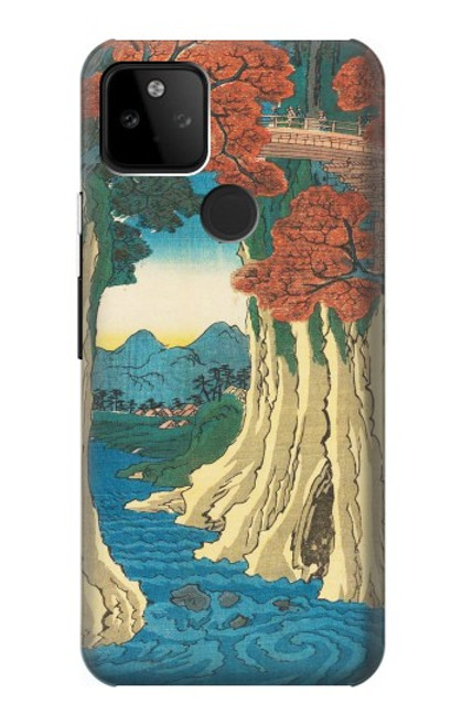 W3348 Utagawa Hiroshige Le singe Pont Etui Coque Housse et Flip Housse Cuir pour Google Pixel 5A 5G