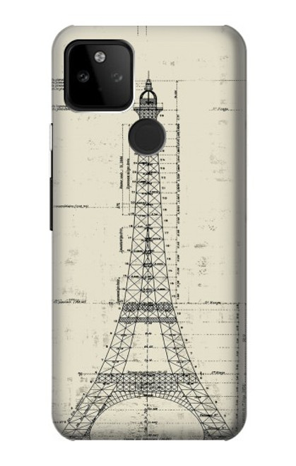 W3474 Dessin Architectural Eiffel Etui Coque Housse et Flip Housse Cuir pour Google Pixel 5A 5G