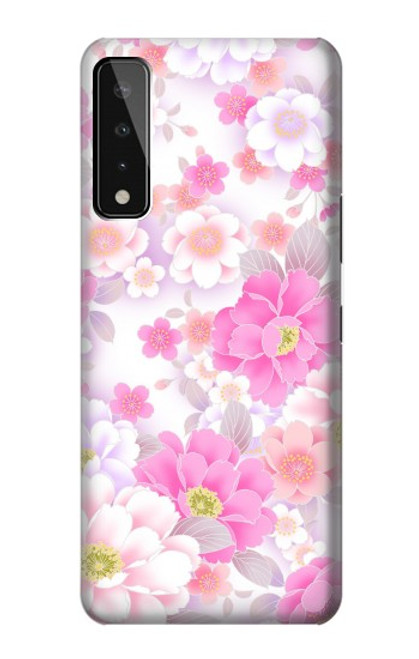 W3036 Flore de fleur rose douce Etui Coque Housse et Flip Housse Cuir pour LG Stylo 7 4G