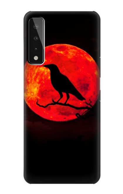 W3328 Corbeau Rouge Lune Etui Coque Housse et Flip Housse Cuir pour LG Stylo 7 5G