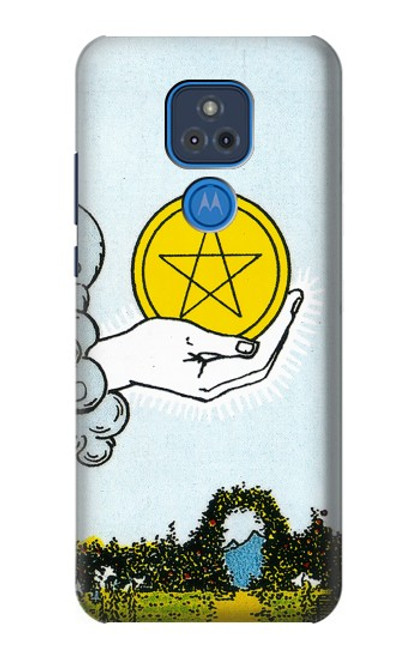 W3722 Carte de tarot Pièces de l'As des Pentacles Etui Coque Housse et Flip Housse Cuir pour Motorola Moto G Play (2021)