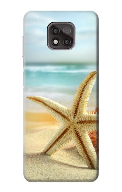 W1117 Étoiles de mer sur la plage Etui Coque Housse et Flip Housse Cuir pour Motorola Moto G Power (2021)