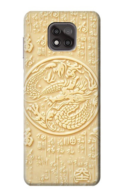 W3288 Peinture blanche du Dragon de Jade Etui Coque Housse et Flip Housse Cuir pour Motorola Moto G Power (2021)