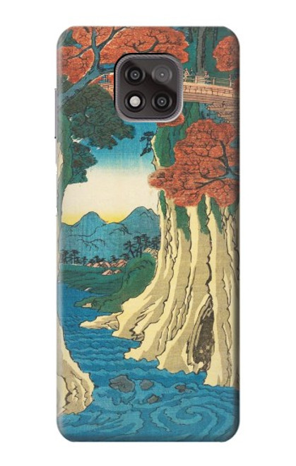 W3348 Utagawa Hiroshige Le singe Pont Etui Coque Housse et Flip Housse Cuir pour Motorola Moto G Power (2021)