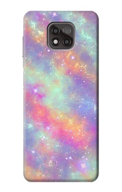 W3706 Arc-en-ciel pastel Galaxy Pink Sky Etui Coque Housse et Flip Housse Cuir pour Motorola Moto G Power (2021)