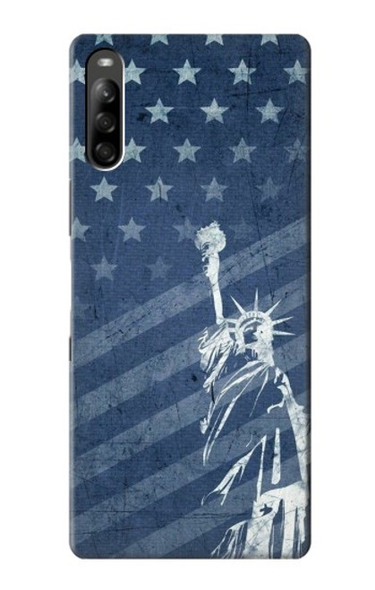 W3450 Drapeau des États-Unis Statue de la Liberté Etui Coque Housse et Flip Housse Cuir pour Sony Xperia L5