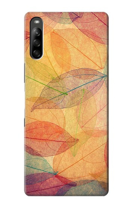 W3686 Automne Feuille Automne Etui Coque Housse et Flip Housse Cuir pour Sony Xperia L5