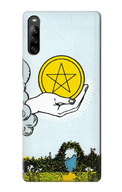 W3722 Carte de tarot Pièces de l'As des Pentacles Etui Coque Housse et Flip Housse Cuir pour Sony Xperia L5