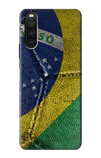 W3297 Brésil Drapeau graphique Football Millésime Etui Coque Housse et Flip Housse Cuir pour Sony Xperia 10 III