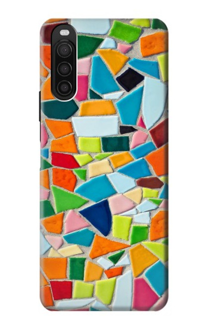 W3391 Art abstrait carreaux de mosaïque graphique Etui Coque Housse et Flip Housse Cuir pour Sony Xperia 10 III