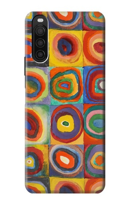 W3409 Carrés cercles concentriques Etui Coque Housse et Flip Housse Cuir pour Sony Xperia 10 III