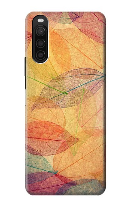 W3686 Automne Feuille Automne Etui Coque Housse et Flip Housse Cuir pour Sony Xperia 10 III