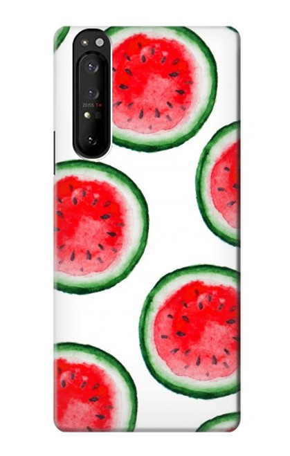 W3236 Motif melon d'eau Etui Coque Housse et Flip Housse Cuir pour Sony Xperia 1 III