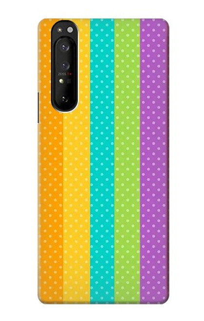 W3678 Vertical arc-en-ciel coloré Etui Coque Housse et Flip Housse Cuir pour Sony Xperia 1 III