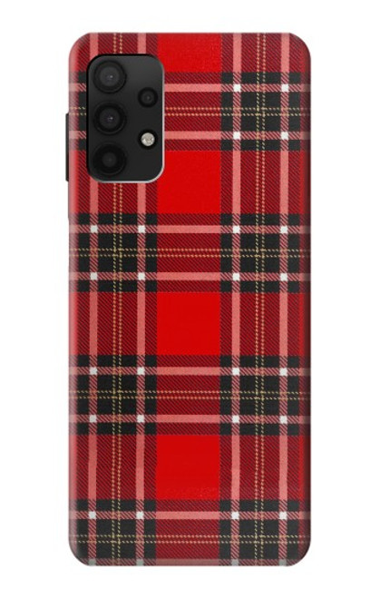 W2374 Motif Tartan Rouge Etui Coque Housse et Flip Housse Cuir pour Samsung Galaxy A32 4G