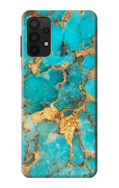 W2906 Aqua Turquoise Pierre Etui Coque Housse et Flip Housse Cuir pour Samsung Galaxy A32 4G