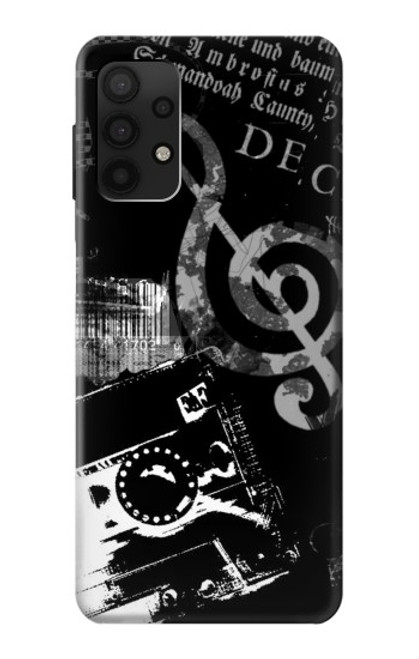 W3197 Musique Cassette note Etui Coque Housse et Flip Housse Cuir pour Samsung Galaxy A32 4G