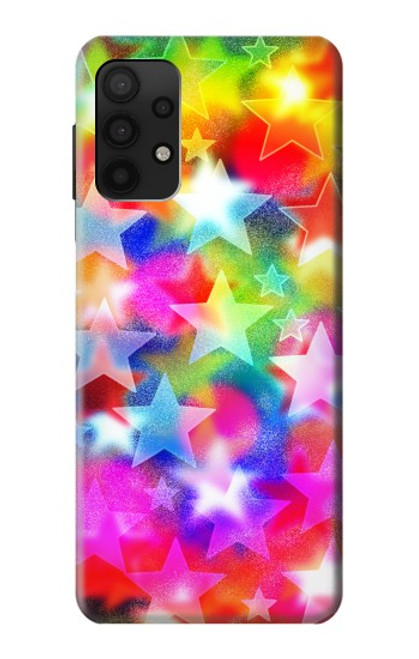 W3292 Coloré Disco étoile Etui Coque Housse et Flip Housse Cuir pour Samsung Galaxy A32 4G