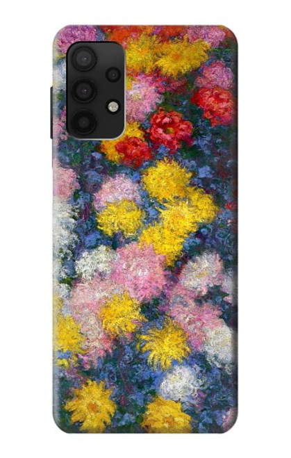 W3342 Claude Monet Chrysanthèmes Etui Coque Housse et Flip Housse Cuir pour Samsung Galaxy A32 4G