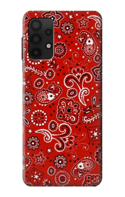 W3354 Rouge classique Bandana Etui Coque Housse et Flip Housse Cuir pour Samsung Galaxy A32 4G