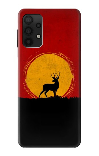 W3513 Coucher de soleil de Deer Etui Coque Housse et Flip Housse Cuir pour Samsung Galaxy A32 4G