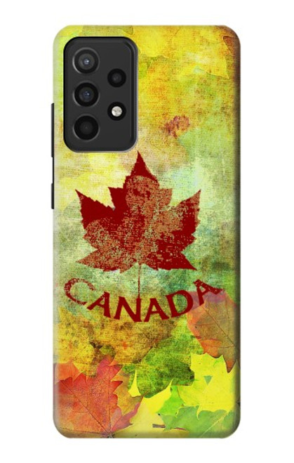 W2523 Canada Feuille d'érable d'automne Etui Coque Housse et Flip Housse Cuir pour Samsung Galaxy A52, Galaxy A52 5G