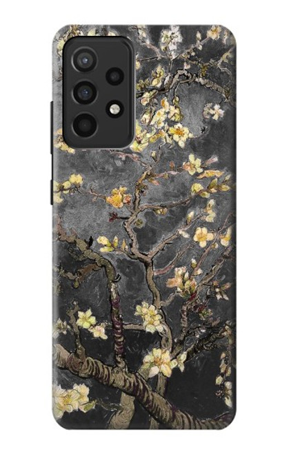 W2664 Noir Fleur Amandier Van Gogh Etui Coque Housse et Flip Housse Cuir pour Samsung Galaxy A52, Galaxy A52 5G