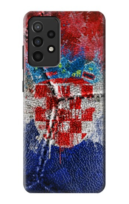 W3313 Croatie Drapeau graphique Football Millésime Etui Coque Housse et Flip Housse Cuir pour Samsung Galaxy A52, Galaxy A52 5G