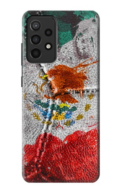 W3314 Mexique Drapeau Vinatage Football Graphique Etui Coque Housse et Flip Housse Cuir pour Samsung Galaxy A52, Galaxy A52 5G