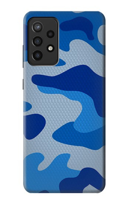 W2958 Armée Bleu Camo Camouflage Etui Coque Housse et Flip Housse Cuir pour Samsung Galaxy A72, Galaxy A72 5G