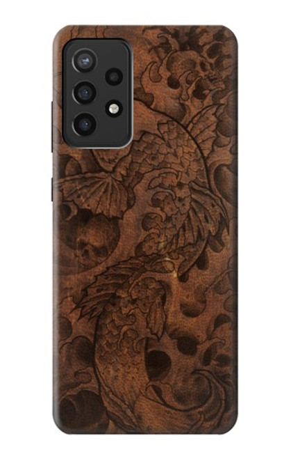 W3405 Graphique poisson Tatouage cuir Imprimer Etui Coque Housse et Flip Housse Cuir pour Samsung Galaxy A72, Galaxy A72 5G