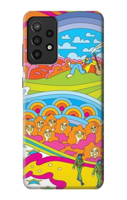 W3407 hippie Art Etui Coque Housse et Flip Housse Cuir pour Samsung Galaxy A72, Galaxy A72 5G