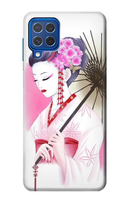 W2579 Traditionnelle japonaise Geisha Kimono Etui Coque Housse et Flip Housse Cuir pour Samsung Galaxy M62