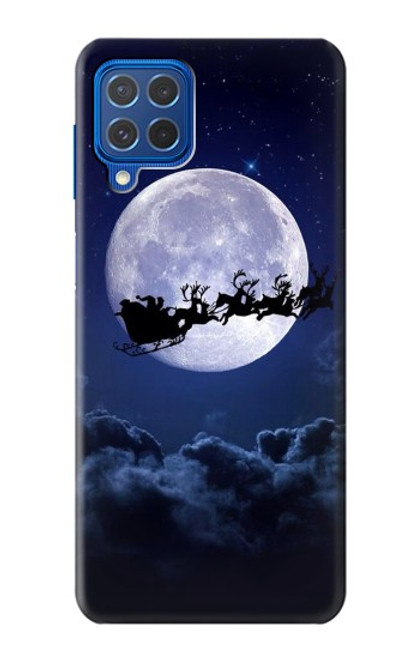 W3508 Noël Père Noël Lune Etui Coque Housse et Flip Housse Cuir pour Samsung Galaxy M62