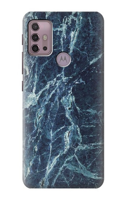 W2799 Lumière Bleu Marbre Pierre Imprimé Graphique Etui Coque Housse et Flip Housse Cuir pour Motorola Moto G30, G20, G10