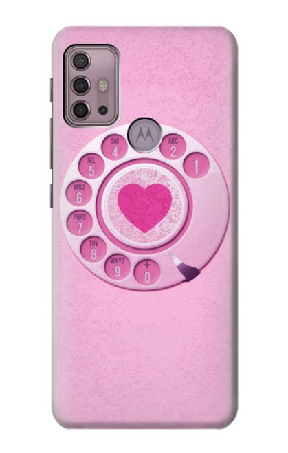 W2847 Rose Rétro téléphone Rotatif Etui Coque Housse et Flip Housse Cuir pour Motorola Moto G30, G20, G10