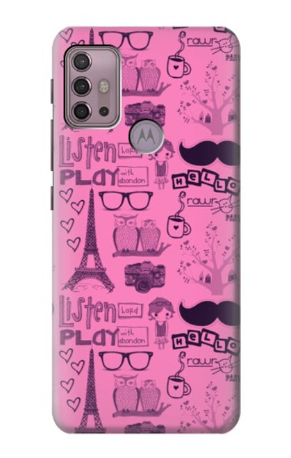 W2885 Paris Rose Etui Coque Housse et Flip Housse Cuir pour Motorola Moto G30, G20, G10